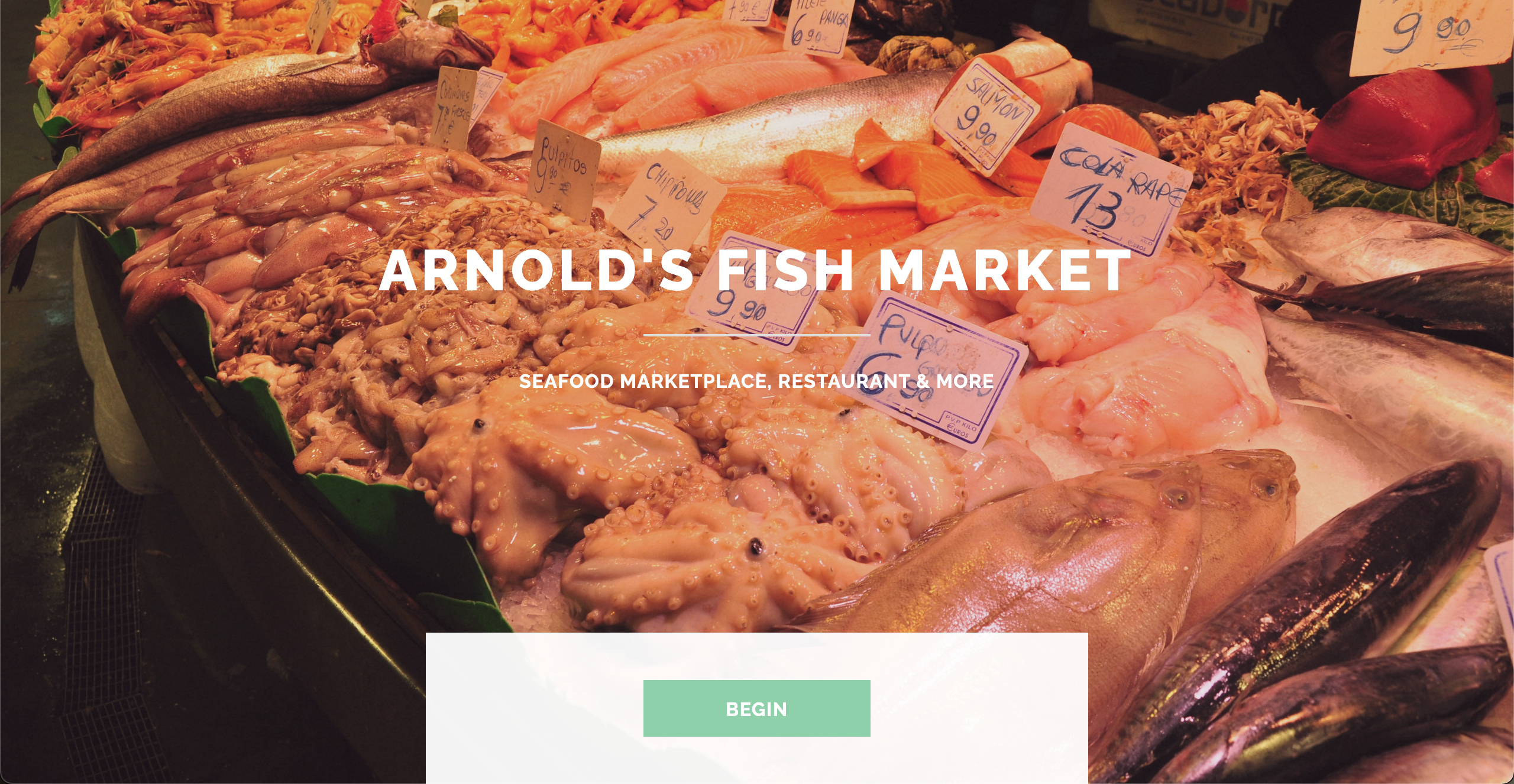 screenshot of Arnold's Fish Market website