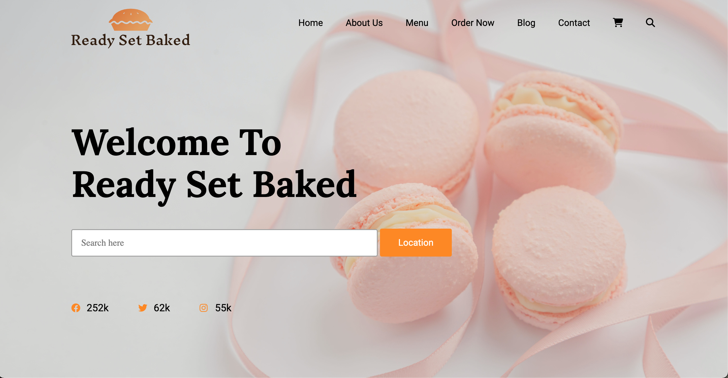 screenshot of bakery website