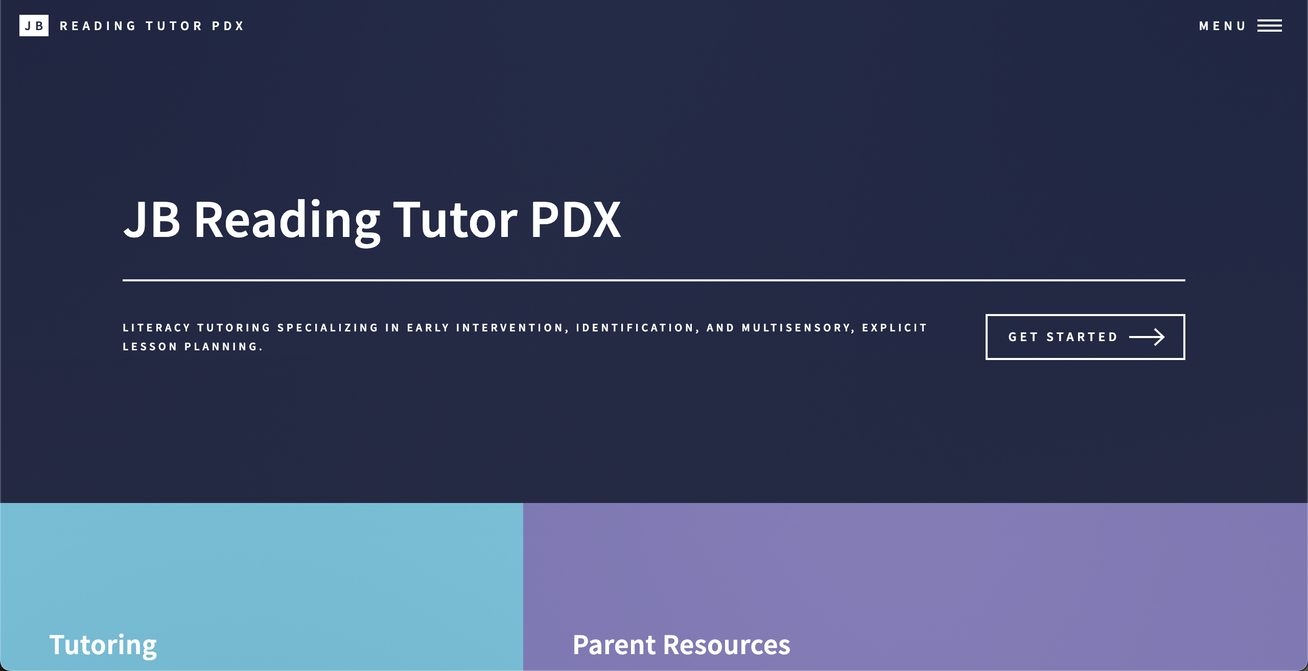 screenshot of tutor website